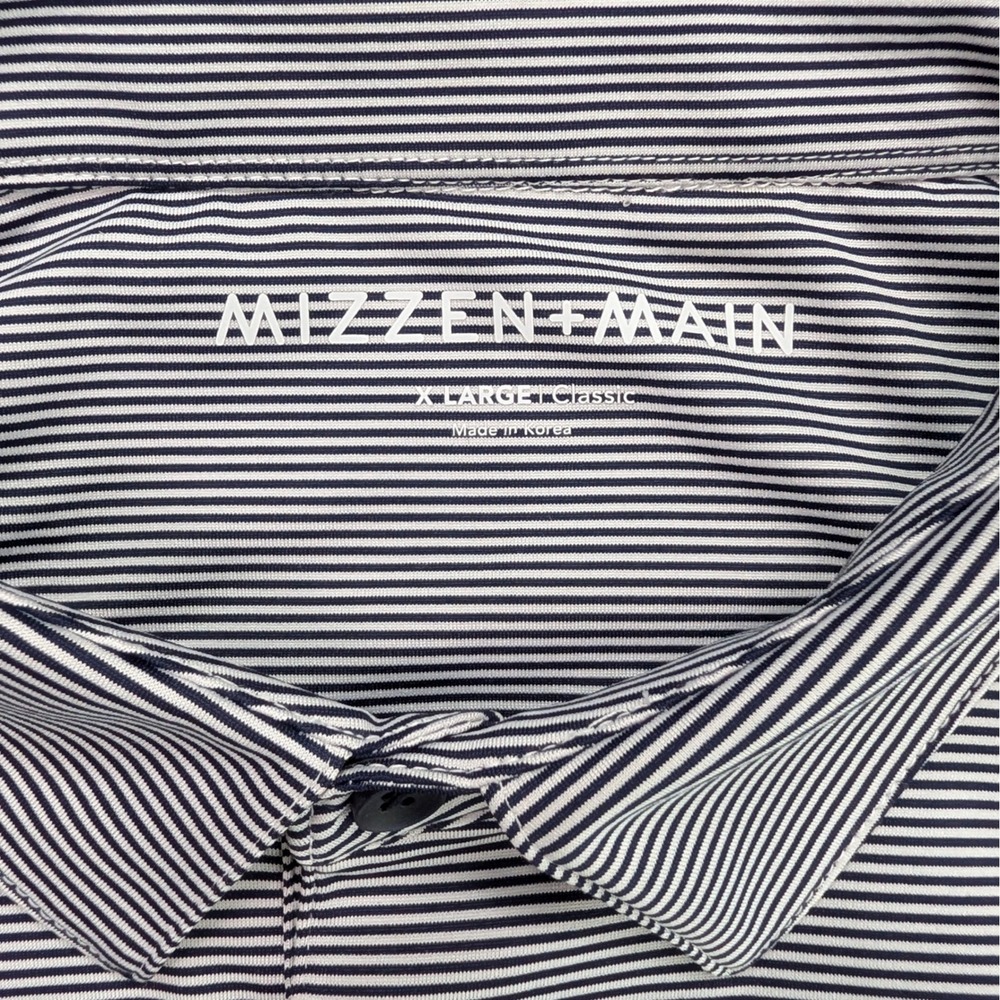Mizzen + Main XL Classic Fit Blue White Stripe Performance Polo Golf Stretch - Picture 2 of 11